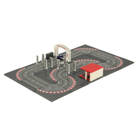 Tor wyścigowy samochodowy elektryczny policyjny 2 auta autka kontrolery zakręty klocki konstrukcyjne GD-02