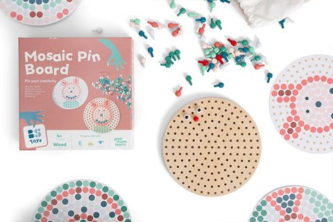 BS Toys, Układanka mozaika z drewnianymi pinezkami grzybkami