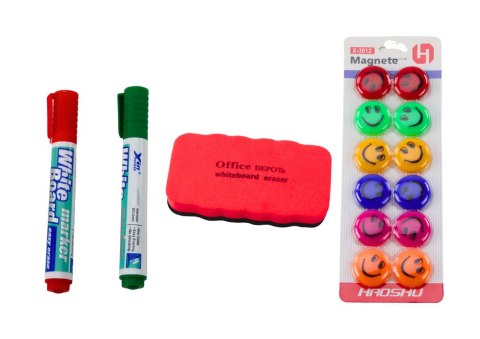 Zestaw Tablica Magnetyczna 90x60cm na Stojaku Pisaki Gąbka