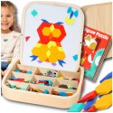 DREWNIANA SKRZYNKA Z MAGNETYCZNĄ MOZAIKĄ MONTESSORI KREATYWNA ZABAWA DLA DZIECI