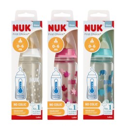 NUK 745122 Butelka szklana 240 ml + smoczek 0-6 m FC