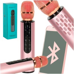 Kik Sp. z o. o. Sp. k. Mikrofon bezprzewodowy karaoke dla dzieci głośnik Bluetooth 2000mAh karta SD USB wysoka jakość różowy