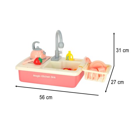 Zlewozmywak zlew do mycia naczyń dla dzieci z akcesoriami leci woda różowy