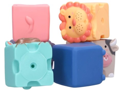 Edukacyjny zestaw klocków dla malucha, Miękkie, Duże Klocki Sensoryczne Zwierzęta 6 sztuk