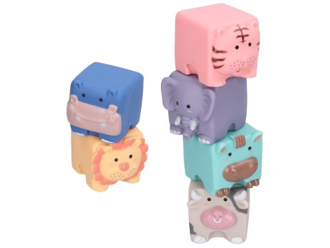 Edukacyjny zestaw klocków dla malucha, Miękkie, Duże Klocki Sensoryczne Zwierzęta 6 sztuk