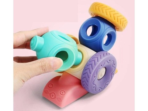 Miękkie Klocki Sensoryczne Figury geometryczne 13 sztuk, Edukacyjny zestaw klocków dla malucha