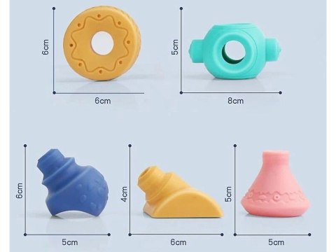 Miękkie Klocki Sensoryczne Figury geometryczne 13 sztuk, Edukacyjny zestaw klocków dla malucha