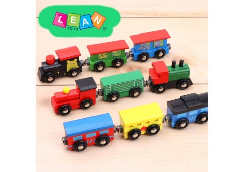 Zestaw Drewniane Pociągi Wagony Na Magnes Organizer 9 Szt