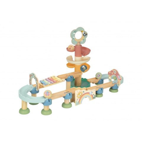 TOOKY TOY Drewniany Muzyczny Tor Kulkowy Kulodrom 44 el. Pastelowe