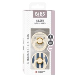 BIBS STUDIO COLOUR 2-PACK PIN IVORY & STEEL BLUE S Smoczek uspokajający kauczuk Hevea