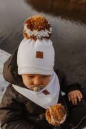 Hi Little One komin bandana zimowa dla niemowlaka ALPACA BOHO White/Rust M Pom Pom