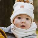 Hi Little One szalik golf zimowy niemowlęcy BOHO Iron M Pom Pom