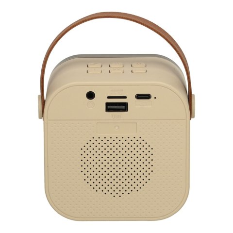 Zestaw do karaoke głośnik Bluetooth 2 mikrofony USB LED 6W beżowy