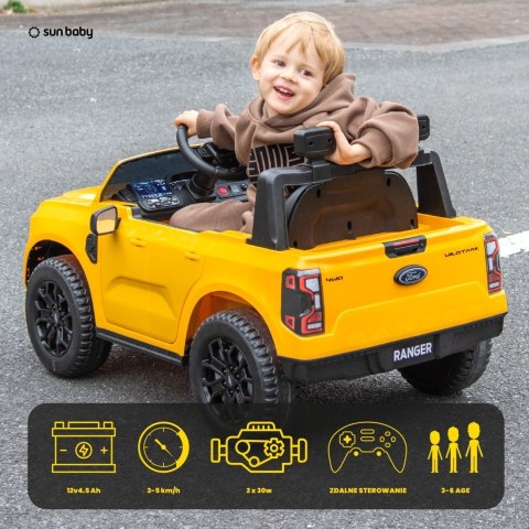 Jeździk akumulatorowy Ford - żółty