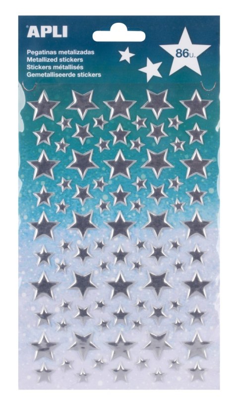 Naklejki metaliczne Apli Kids - Gwiazdki srebrne