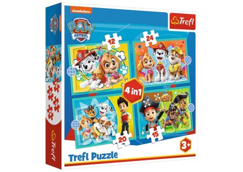 Puzzle 4w1 Psi Patrol Wesoła ekipa Psiego Patrolu Trefl 34346