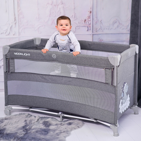 UP AND DOWN Lorelli Łóżeczko turystyczne dwupoziomowe - Rose Velvet Unicorn