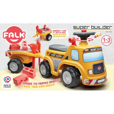 FALK Jeździk Samochód Budowniczy z Otwieranym Siedziskiem + akc. od 1 Roku