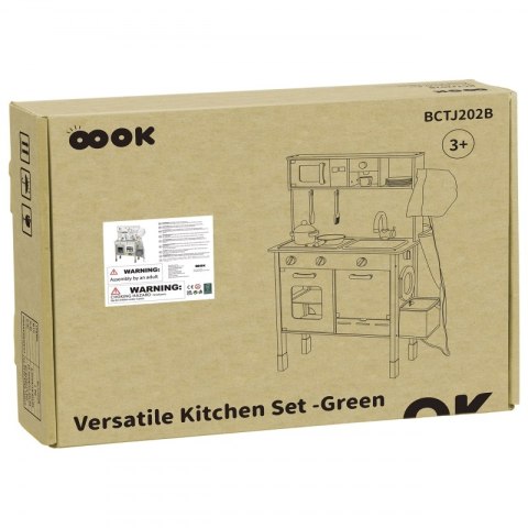 TOOKY TOY Kuchnia Drewniana 9w1 Agd Akcesoria Mapa Zielona