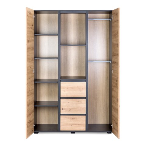 LITTLE SKY by KLUPŚ Szafa 3-segmentowa DALIA antracyt-dąb