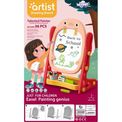 WOOPIE Dwustronna Tablica Magnetyczna do Rysowania i Nauki Liczb oraz Liter 56 el.