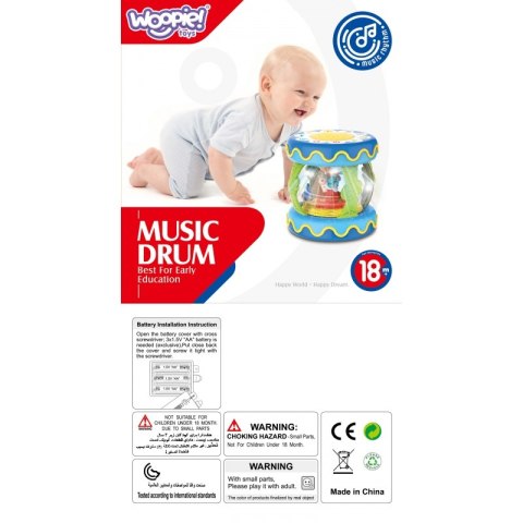 WOOPIE BABY Bębenek Pozytywka Projektor 3w1 Zabawka Muzyczna dla Niemowląt + Walec Roller do Nauki Raczkowania