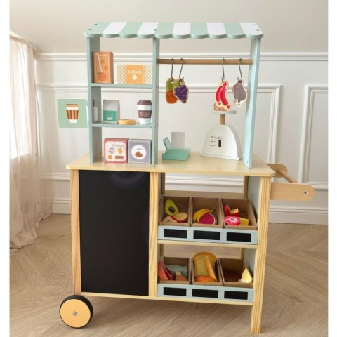 WOOPIE GREEN Duży Wielofunkcyjny Sklepik 5w1 Stragan Supermarket Restauracja Kawiarnia Kuchnia 73 el