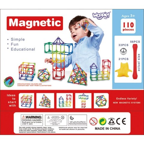 WOOPIE Klocki Magnetyczne Konstrukcyjne Układanka 110 el._8SZT