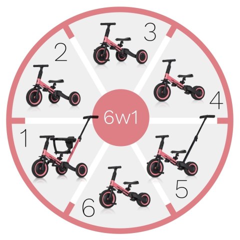 COLIBRO Rowerek dziecięcy 6w1 TREMIXUP ROSE