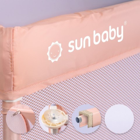 Kojec dla dziecka łóżeczko DUŻY PLAC ZABAW 150 x 200 x 68 cm - łososiowy + uchwyty do kojca