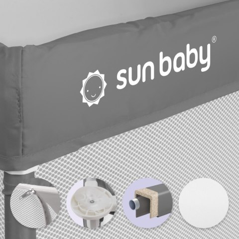 Kojec dla dziecka łóżeczko DUŻY PLAC ZABAW 150 x 200 x 68 cm - szary + uchwyty do kojca st1