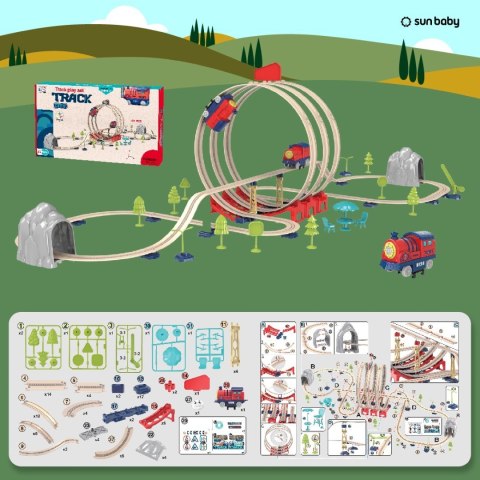 Kolejka elektryczna składana 101 elementów Tory kolejowe Pociąg Lokomotywa Zestaw