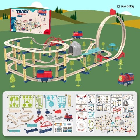 Kolejka elektryczna składana 146 elementów Tory kolejowe Pociąg Lokomotywa Zestaw