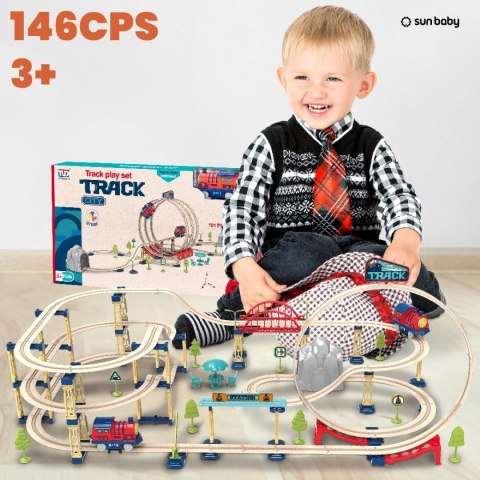 Kolejka elektryczna składana 146 elementów Tory kolejowe Pociąg Lokomotywa Zestaw