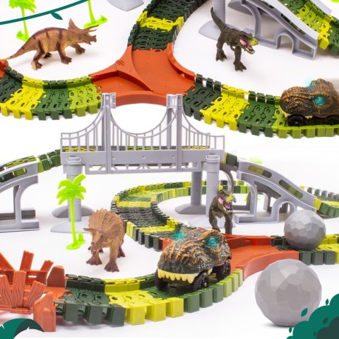 Tor wyścigowy dla dzieci duży 196 elementów Dinozaury akcesoria