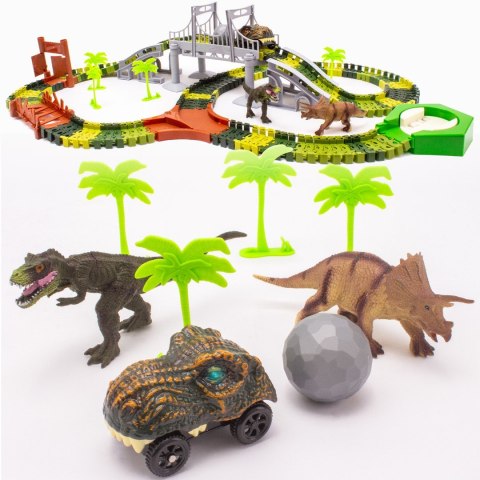 Tor wyścigowy dla dzieci duży 196 elementów Dinozaury akcesoria