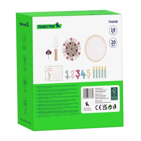 TOOKY TOY Drewniany Tort Urodzinowy ze Świeczkami Rzepy