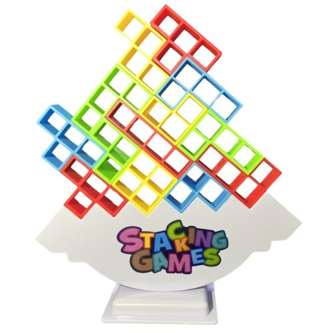 Gra Zręcznościowa Balansująca Wieża Tetris 16 Klocków 22 Karty Kolorowe