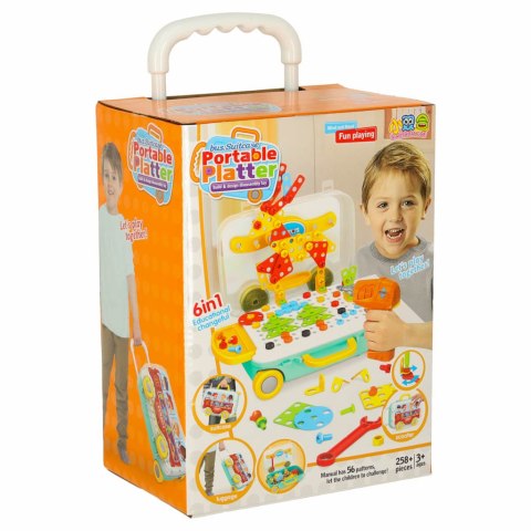 Wkrętarka wiertarka śrubki klocki konstrukcyjne zestaw majsterkowicza walizka 258 elementów