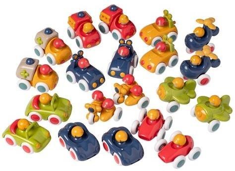 Drewniany ekspozytor+20 pojazdów Baby mix TOLO Bio