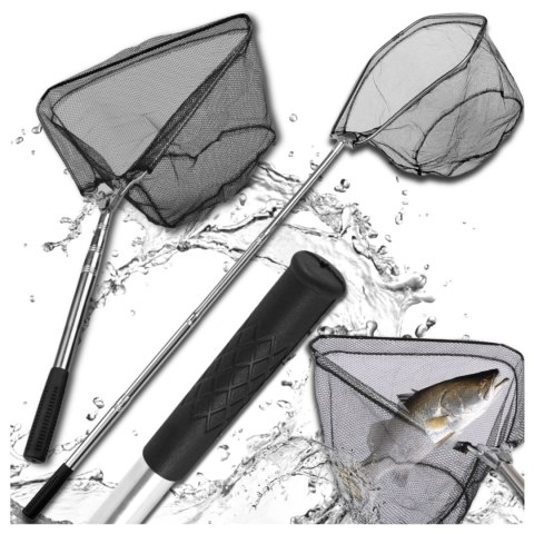 Podbierak Wędkarski na ryby 2,5 m teleskopowy mocny metalowy składany kosz 39x33 cm