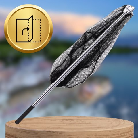 Podbierak Wędkarski na ryby 2,5 m teleskopowy mocny metalowy składany kosz 39x33 cm