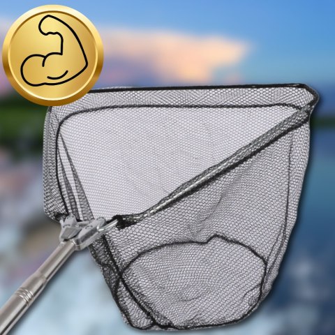 Podbierak Wędkarski na ryby 2,5 m teleskopowy mocny metalowy składany kosz 39x33 cm