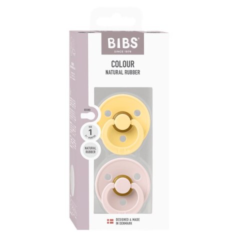 BIBS COLOUR 2-PACK PALE BUTTER & PETAL S Smoczek Uspokajający kauczuk Hevea