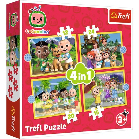 Puzzle - 4w1 (12, 15, 20, 24) - Cocomelon - Poznaj bohaterów - Trefl 34647