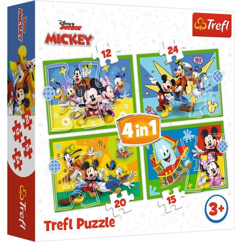 Puzzle - 4w1 (12, 15, 20, 24) - Wśród przyjaciół - Myszka Miki - Trefl 34616