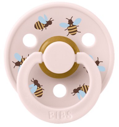BIBS STUDIO COLOUR BUMBLEBEE FRIENDS Smoczek uspokajający kauczuk Hevea, roz S, FLOWPACK, PETAL
