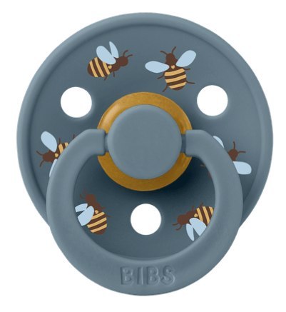 BIBS STUDIO COLOUR BUMBLEBEE FRIENDS Smoczek uspokajający kauczuk Hevea, roz S, FLOWPACK, PETROL