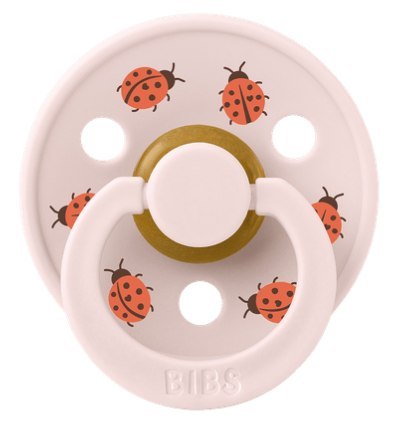BIBS STUDIO COLOUR LADYBUG FRIENDS Smoczek uspokajający kauczuk Hevea, roz M, FLOWPACK, PETAL