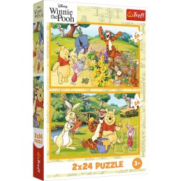 Puzzle - 2x24 - Dzień w ogrodzie - Disney - Kubuś Puchatek - Trefl 34436